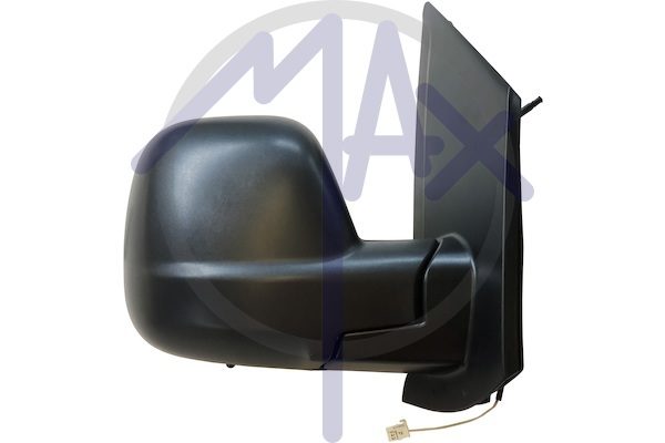 Specchietto retrovisore esterno destro, regolazione a cavi, calotta nera, con sensore temperatura, vetro convesso cromato, 2 pin