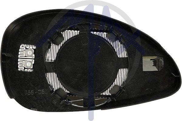 Left rear-view mirror glass, convex chrome, heated