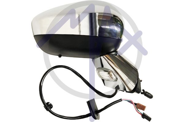 Specchietto retrovisore esterno destro, elettrico, con freccia, ripiegabile elettricamente, con sensore temperatura, vetro convesso cromato riscaldato, 11 pin