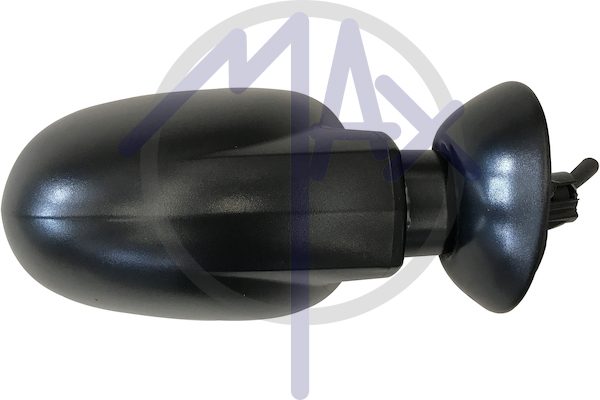 Right outer rear-view mirror, cable adjustment, black cover, convex chrome glass