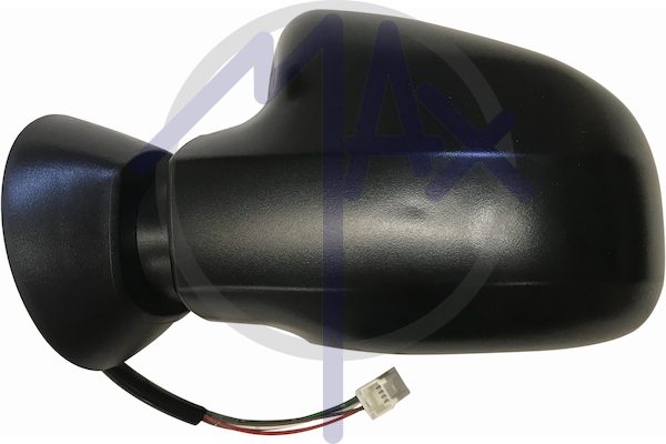 Exterior rear-view mirror left, electric, black cap, convex chrome heated glass