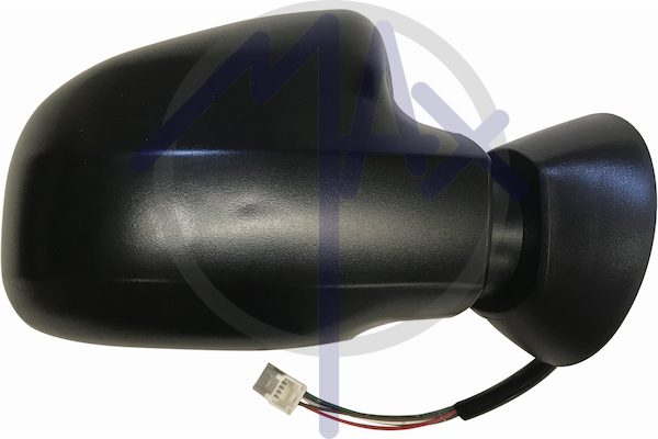 Exterior rear-view mirror right, electric, black cap, convex chrome heated glass