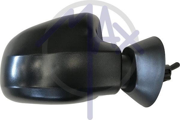 Right outer rear-view mirror, cable adjustment, black cover, convex chrome glass