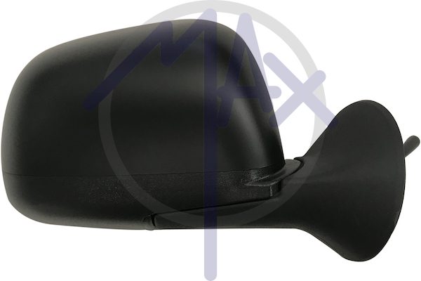 Right outer rear-view mirror, cable adjustment, black cover, convex chrome glass