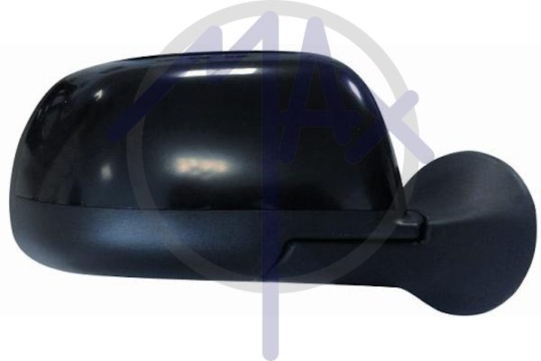 Exterior rear-view mirror, right, cable adjustment, cover for painting, convex chrome glass