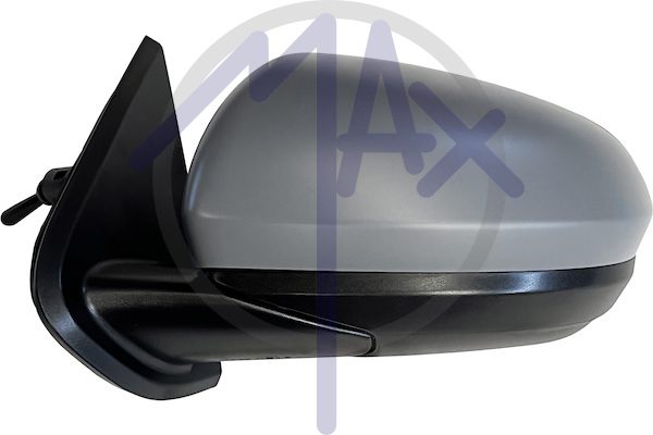 Exterior rear-view mirror, left, cable adjustment, cover for painting, convex chrome glass