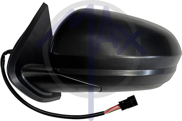 Specchietto retrovisore esterno sinistro, elettrico, calotta nera, vetro convesso cromato riscaldato, 5 pin