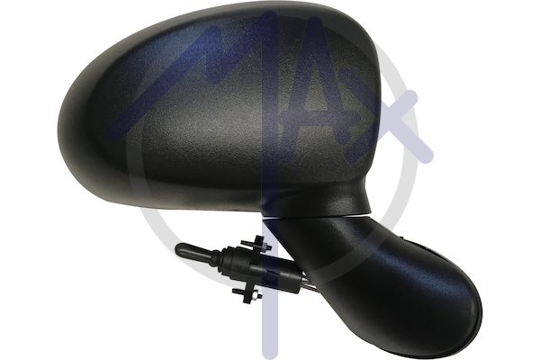 Right outer rear-view mirror, cable adjustment, black cover, convex chrome glass
