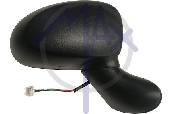 Specchietto retrovisore esterno destro, elettrico, calotta nera, vetro convesso cromato, 3 pin