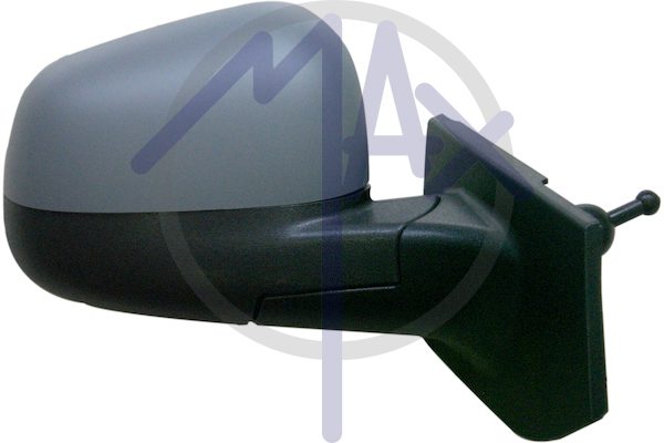 Exterior rear-view mirror, right, cable adjustment, cover for painting, convex chrome glass