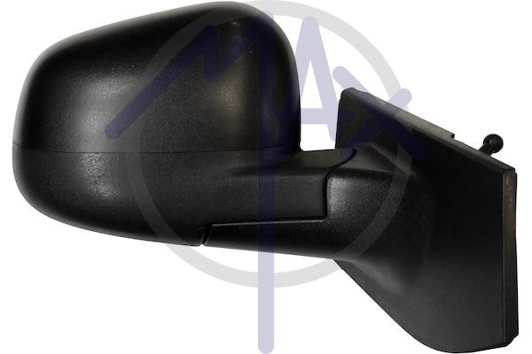 Right outer rear-view mirror, cable adjustment, black cover, convex chrome glass