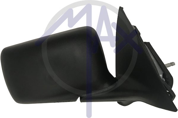Right outer rear-view mirror, cable adjustment, black cover, convex chrome glass