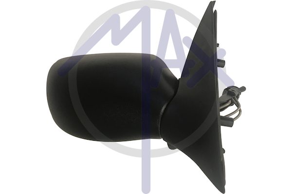 Right outer rear-view mirror, cable adjustment, black cover, convex chrome glass