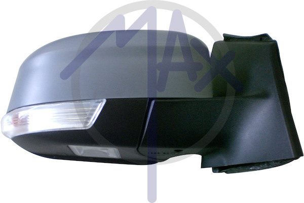 Specchietto retrovisore esterno destro, elettrico, calotta da verniciare, con freccia, con luce di cortesia, ripiegabile elettricamente, con sensore temperatura, con sistema BLIS (angolo cieco), vetro asferico cromato riscaldato, 12 pin