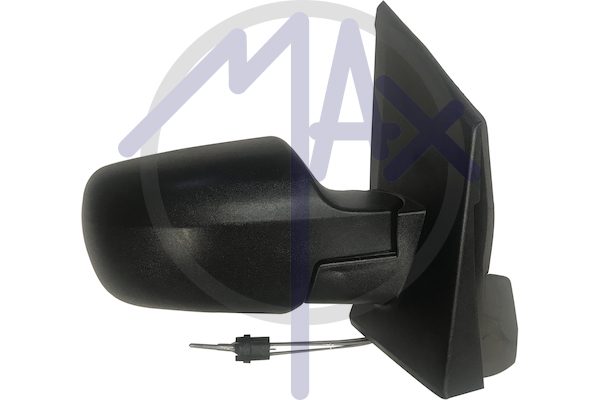 Exterior rear-view mirror right, cable adjustment, black cap, convex silver glass
