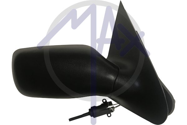 Right outer rear-view mirror, cable adjustment, black cover, convex chrome glass