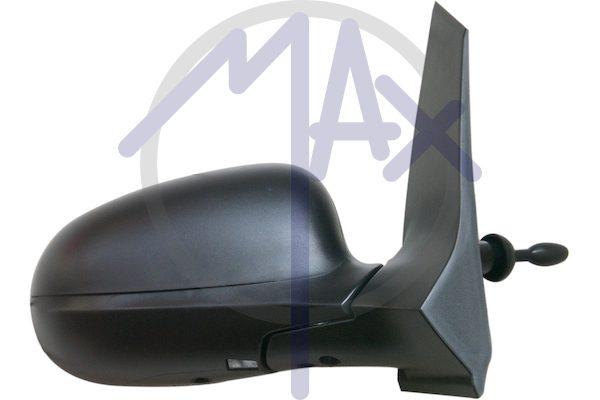 Right outer rear-view mirror, cable adjustment, black cover, convex chrome glass