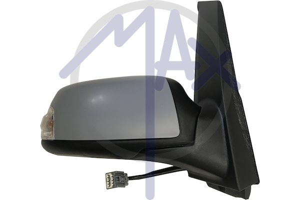Specchietto retrovisore esterno destro, elettrico, calotta da verniciare, con freccia, con luce di cortesia, ripiegabile elettricamente, vetro convesso cromato riscaldato, 9 pin