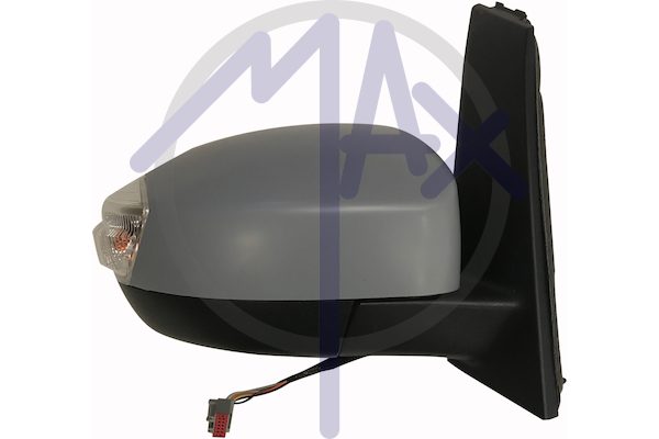 Right outer rear-view mirror, electric, cover to be painted, with indicator, heated chrome convex glass, 6 pin