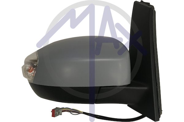 Specchietto retrovisore esterno destro, elettrico, calotta da verniciare, con freccia, con sistema BLIS (angolo cieco), vetro convesso cromato riscaldato, 8 pin