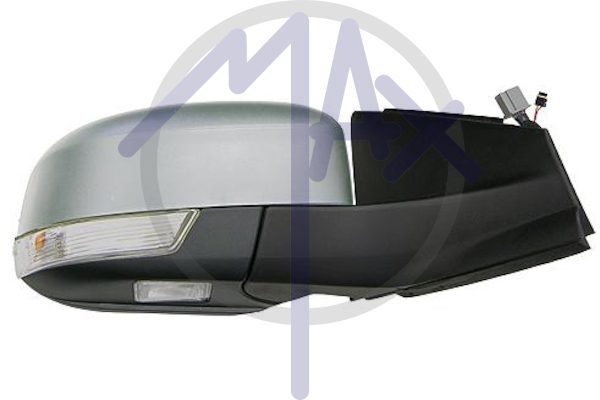 Specchietto retrovisore esterno destro, elettrico, calotta da verniciare, con freccia, con luce di cortesia, ripiegabile elettricamente, con memoria, vetro convesso cromato riscaldato, 12 pin