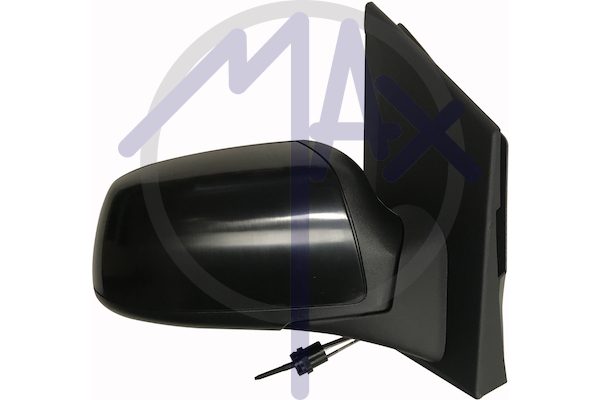 Right outer rear-view mirror, cable adjustment, black cover, convex chrome glass