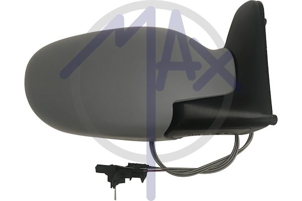 Exterior rear-view mirror, right, cable adjustment, cover for painting, convex chrome glass
