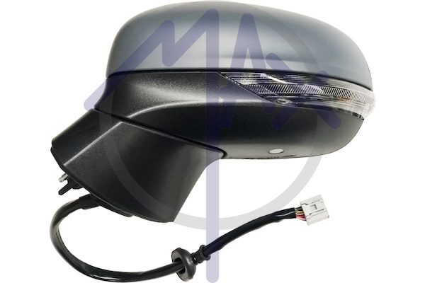 Specchietto retrovisore esterno sinistro, elettrico, calotta da verniciare, con freccia, con luce di cortesia, ripiegabile elettricamente, con sistema BLIS (angolo cieco), vetro convesso cromato riscaldato, 12 pin
