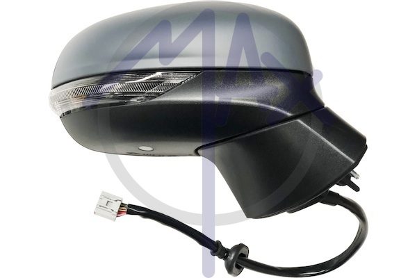 Specchietto retrovisore esterno destro, elettrico, calotta da verniciare, con freccia, con luce di cortesia, ripiegabile elettricamente, con sistema BLIS (angolo cieco), vetro convesso cromato riscaldato, 12 pin