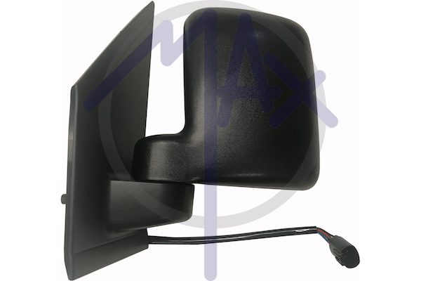 Specchietto retrovisore esterno sinistro, elettrico, calotta nera, vetro convesso cromato riscaldato, doppio vetro, braccio corto