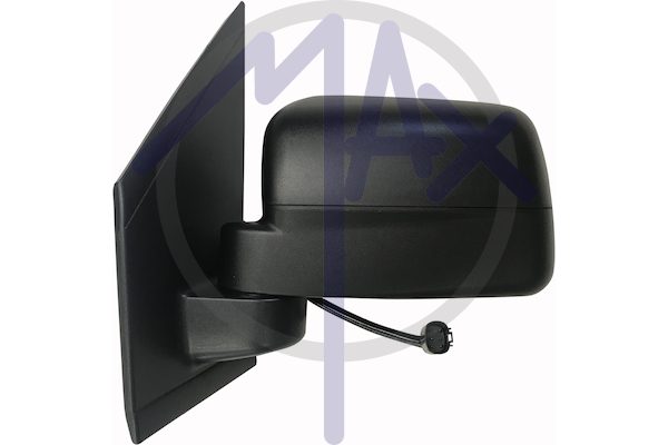 Specchietto retrovisore esterno sinistro, elettrico, calotta nera, vetro asferico cromato riscaldato, vetro singolo, braccio corto, 5 pin