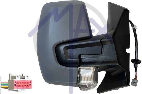 Specchietto retrovisore esterno destro, elettrico, calotta da verniciare, con freccia, ripiegabile elettricamente, vetro convesso cromato riscaldato, doppio vetro