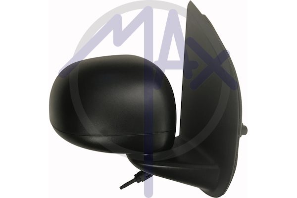 Right outer rear-view mirror, cable adjustment, black cover, convex chrome glass