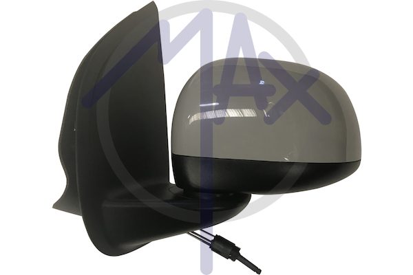 Exterior rear-view mirror, left, cable adjustment, cover for painting, convex chrome glass
