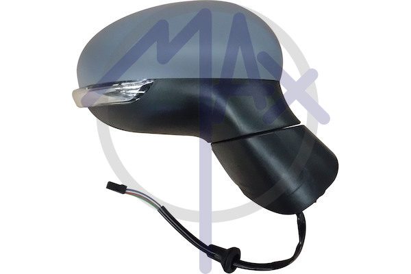 Specchietto retrovisore esterno destro, elettrico, calotta da verniciare, con freccia, con sensore temperatura, vetro convesso cromato riscaldato, 8 pin