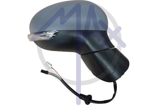 Specchietto retrovisore esterno destro, elettrico, calotta da verniciare, con freccia, ripiegabile elettricamente, con sensore temperatura, vetro convesso cromato riscaldato, 10 pin
