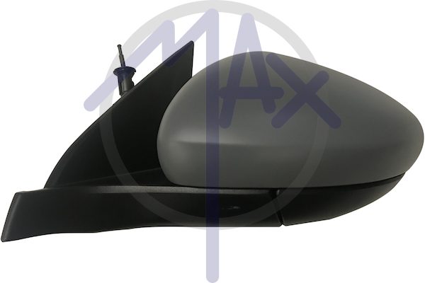 Exterior rear-view mirror, left, cable adjustment, cover for painting, convex chrome glass