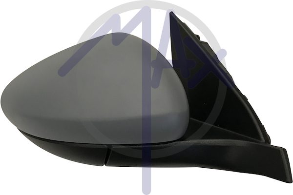 Specchietto retrovisore esterno destro, elettrico, calotta da verniciare, con sensore temperatura, vetro convesso cromato
