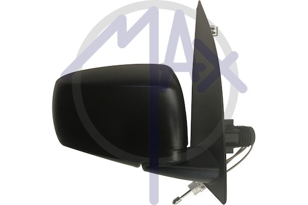 Right outer rear-view mirror, cable adjustment, black cover, convex chrome glass