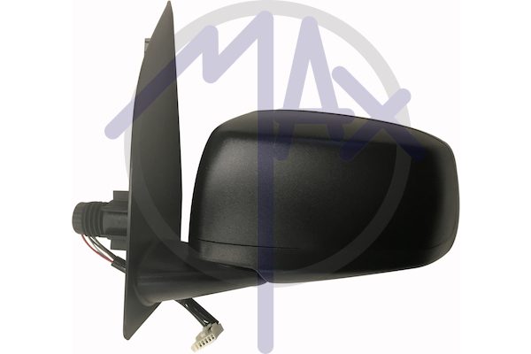 Exterior rear-view mirror left, electric, black cap, convex chrome heated glass