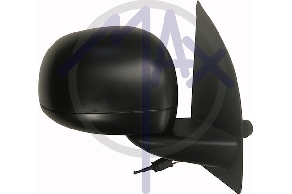 Right outer rear-view mirror, cable adjustment, black cover, convex chrome glass