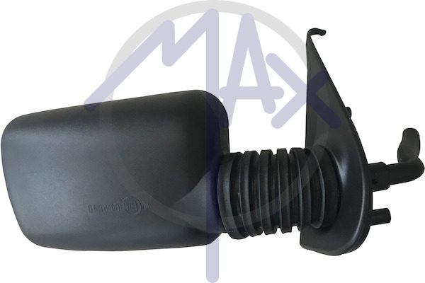 Right outer rear-view mirror, cable adjustment, black cover, convex chrome glass