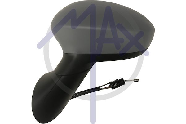 Exterior rear-view mirror, left, cable adjustment, cover for painting, convex chrome glass