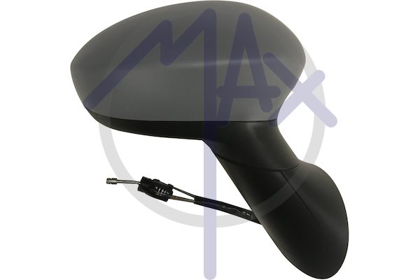 Exterior rear-view mirror, right, cable adjustment, cover for painting, convex chrome glass