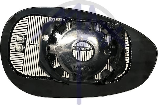 Left rear-view mirror glass, convex chrome, heated