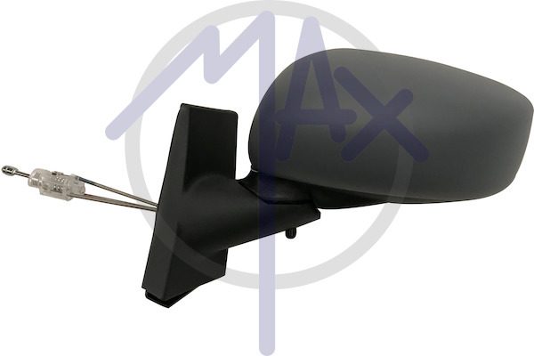 Exterior rear-view mirror, left, cable adjustment, cover for painting, convex chrome glass