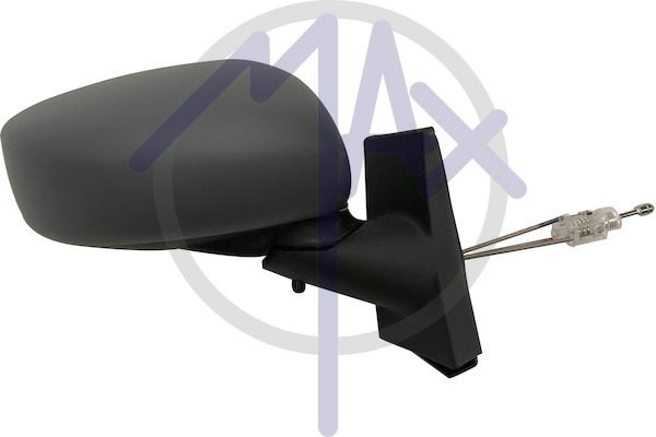 Exterior rear-view mirror, right, cable adjustment, cover for painting, convex chrome glass