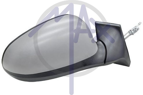 Exterior rear-view mirror, right, cable adjustment, cover for painting, convex chrome glass