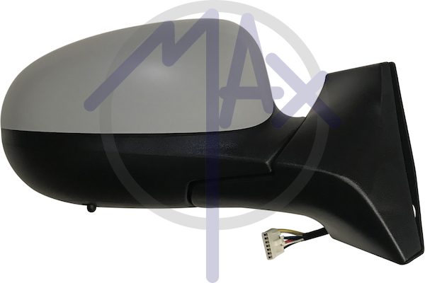 Specchietto retrovisore esterno destro, elettrico, calotta da verniciare, vetro convesso cromato riscaldato, 5 pin