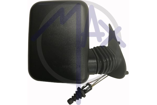 Right outer rear-view mirror, cable adjustment, black cover, convex chrome glass